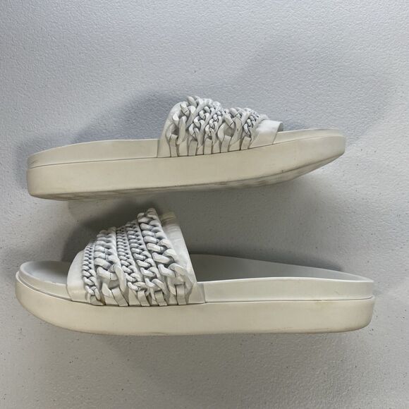 KENDALL + KYLIE Women's Shiloh 2 Leather Metal Upper Slide Sandal Sz 9.5M White - Picture 8 of 11